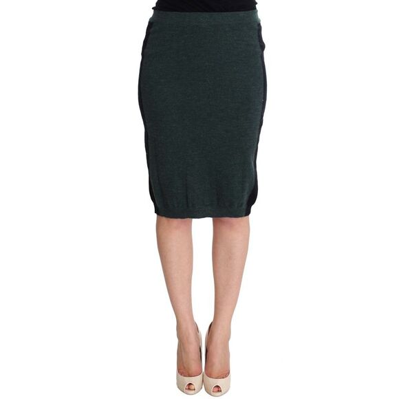 MILA SCHON Pencil Skirt Dark Green Side Stripes Women Green Skirts